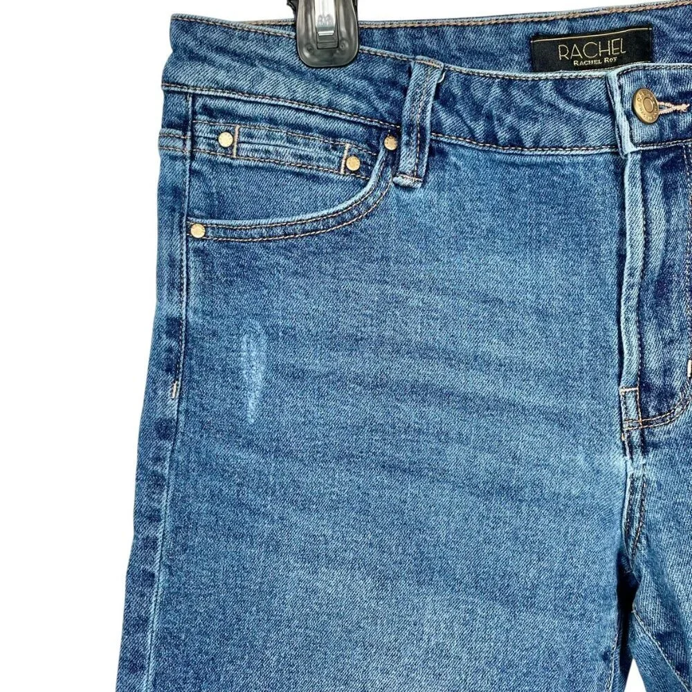 RACHEL Rachel Roy Hi Rise Denim Bermuda Shorts Cuffed Medium Wash Size 10/30